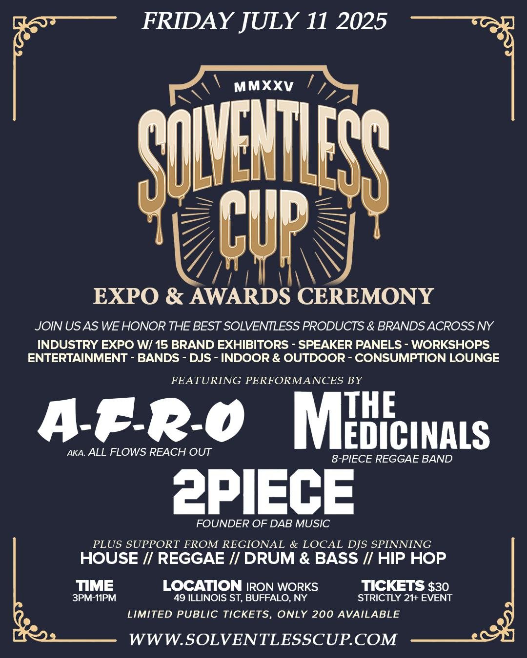Poster - Solventless Cup Expo & Awards Ceremony July 11 2025 at Iron Works